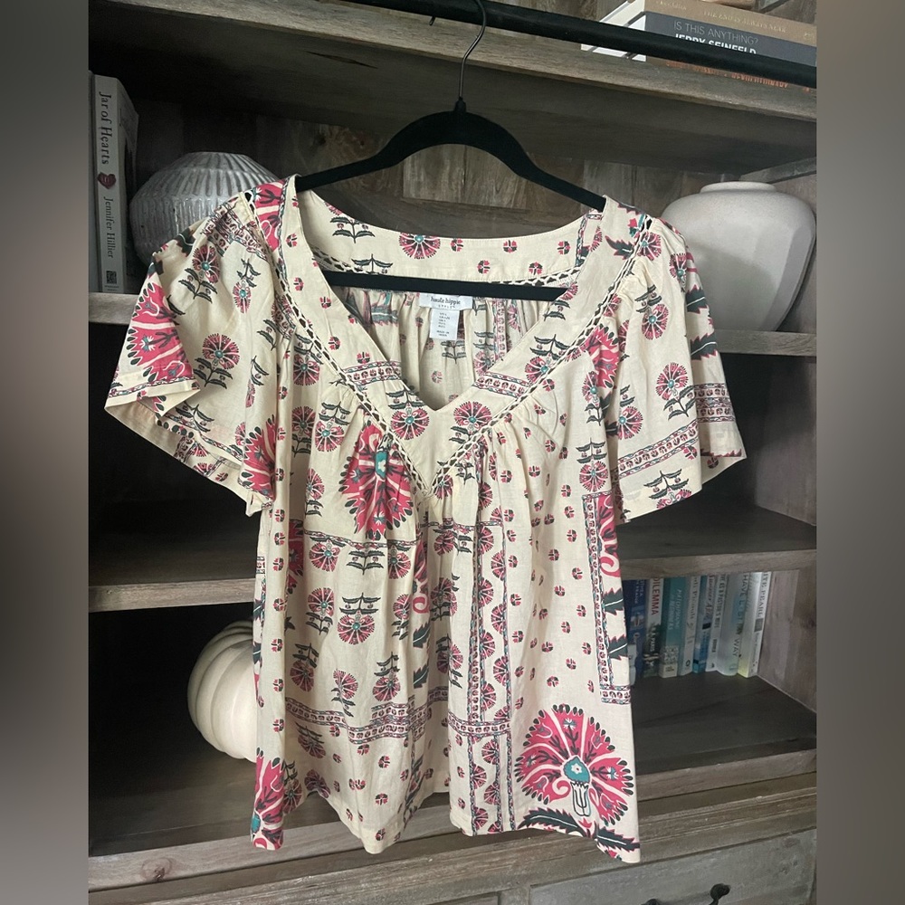 Haute Hippie smocked shirt. Size Large. Never worn.